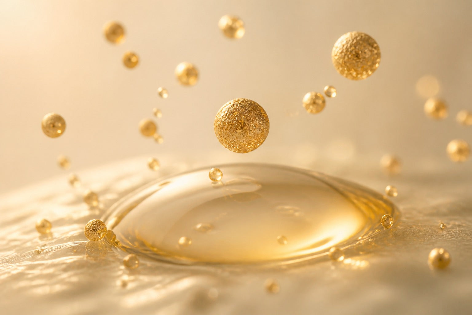 Editorial visualisation of golden nano-coated particles — featured image for ORGANO Herbosomal absorption technology explained