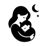 Mum cradling sleeping child at night — persona icon for night-time cough relief